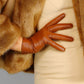 Blue GENUINE LEATHER short gloves