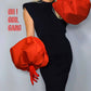 red Satin Bubble Puff Gloves, Bridal Puff Satin Gloves in White, Black, Evening gown, Festival Party Statement Gloves, Drag Stage gloves