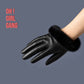 Genuine Lambskin Leather Half-Palm Gloves with Fur Trim