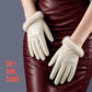 Genuine Lambskin Leather Half-Palm Gloves with Fur Trim