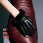 Genuine Lambskin Leather Half-Palm Gloves with Fur Trim
