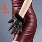White Leather Half-Palm Gloves with Fur Trim