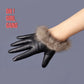 Genuine Lambskin Leather Half-Palm Gloves with Fur Trim