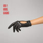 Pair of genuine leather driving gloves in burgundy, white, black, featuring an elegant open-back teardrop cutout with snap-button closure. Soft premium leather with a classic vintage-inspired design, displayed on a light grey background.