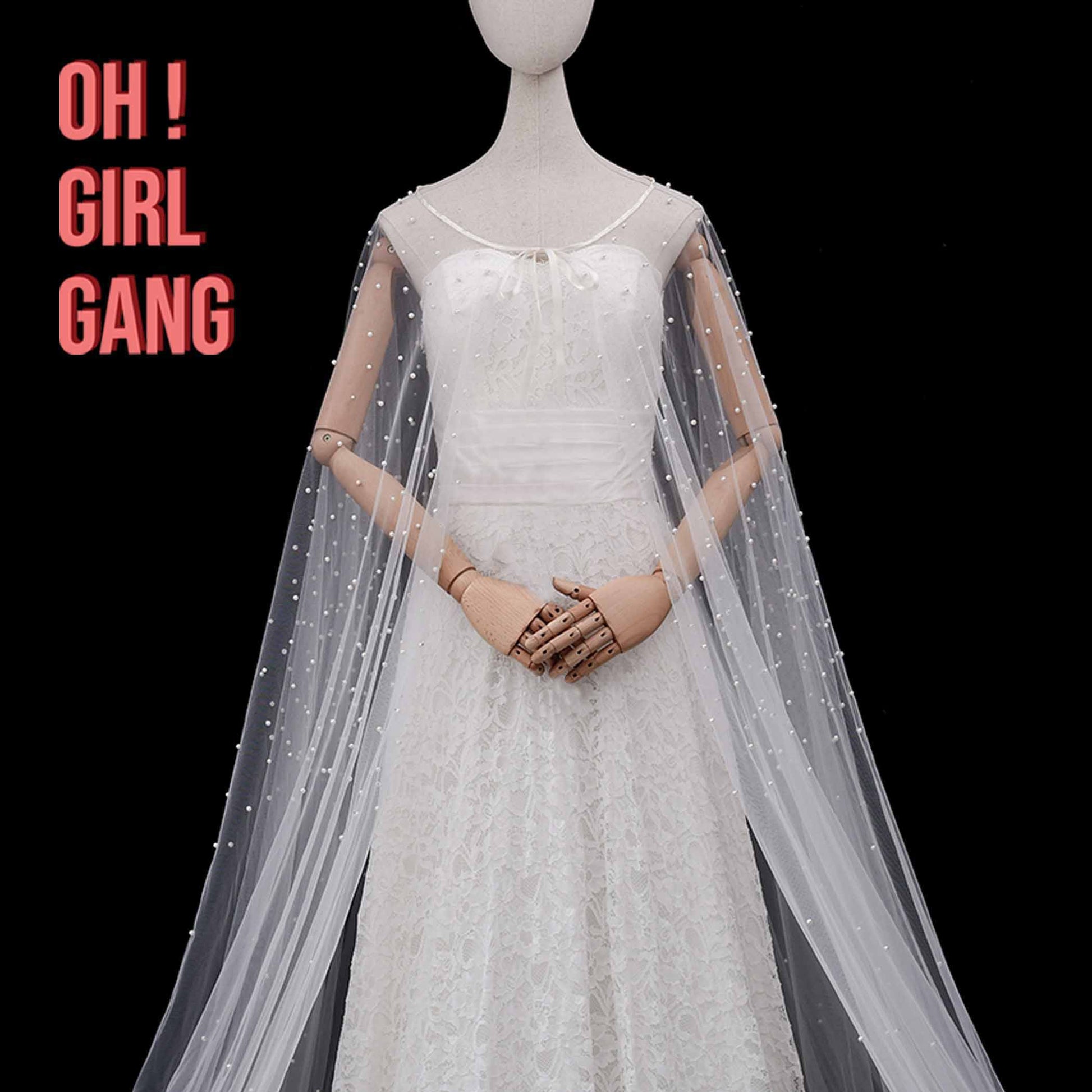 White, Ivory Pearl Bridal Cape (3 Meter Long) White, Ivory Pearl Bridal Cape (3 Meter Long)