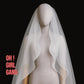 White Chiffon Two-Layer Bridal Veil 135 cm — Rolled Edge, Sewn-in Hair Comb, Minimalist Wedding Veil