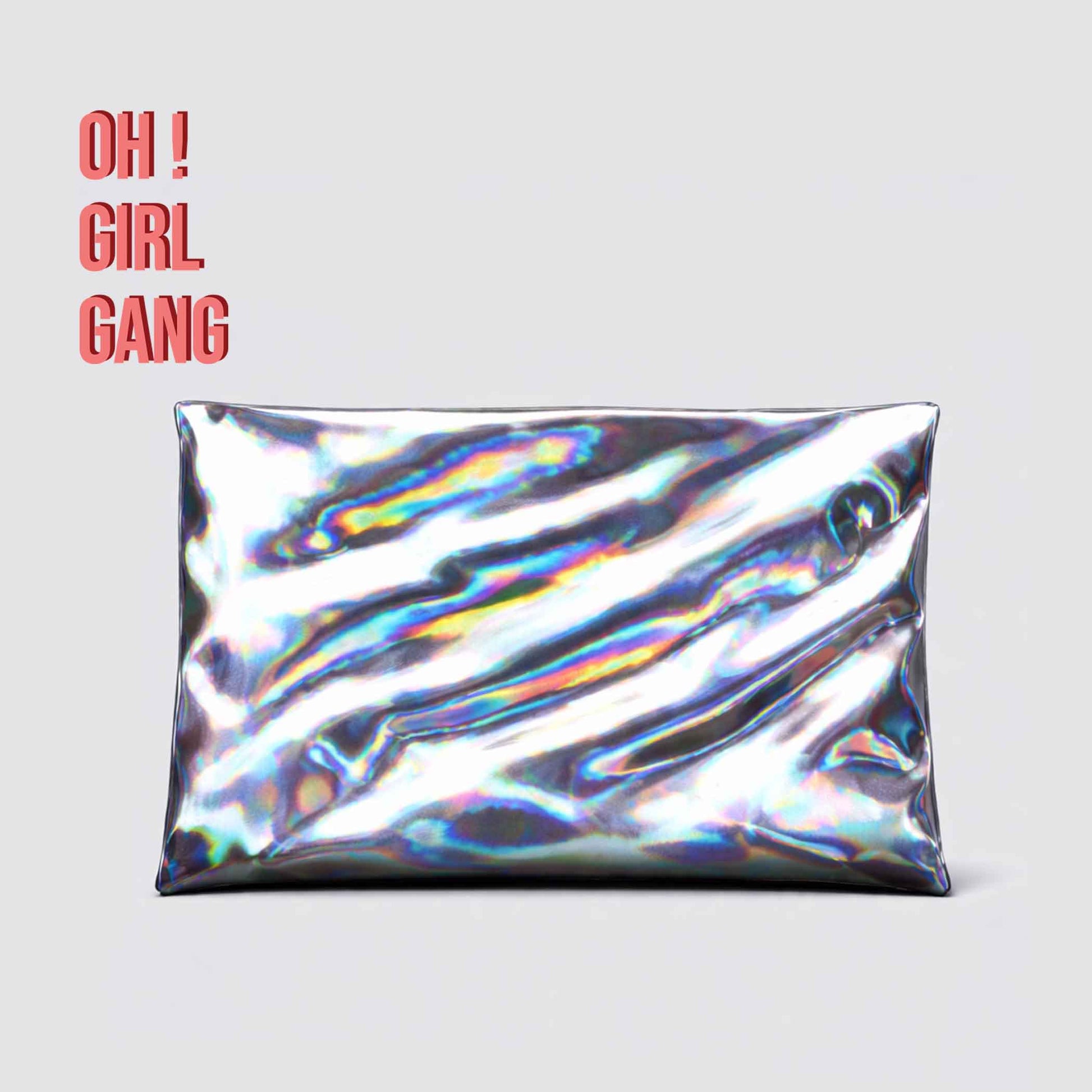 Holographic Silver Clutch Bag, Cyber Futuristic Party Clutch, Metallic Silver Laser Evening Bag