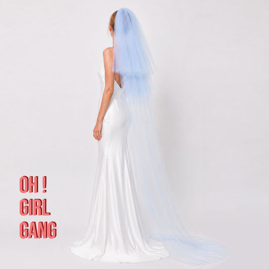Soft, flowing, and effortlessly elegant, this cathedral veil adds beautiful movement to every step. Whether you choose classic ivory or a romantic pastel shade like lilac, light pink, or light blue, this veil is designed to make your bridal look truly unforgettable. 3 meter cathedral length 3 layers long veils