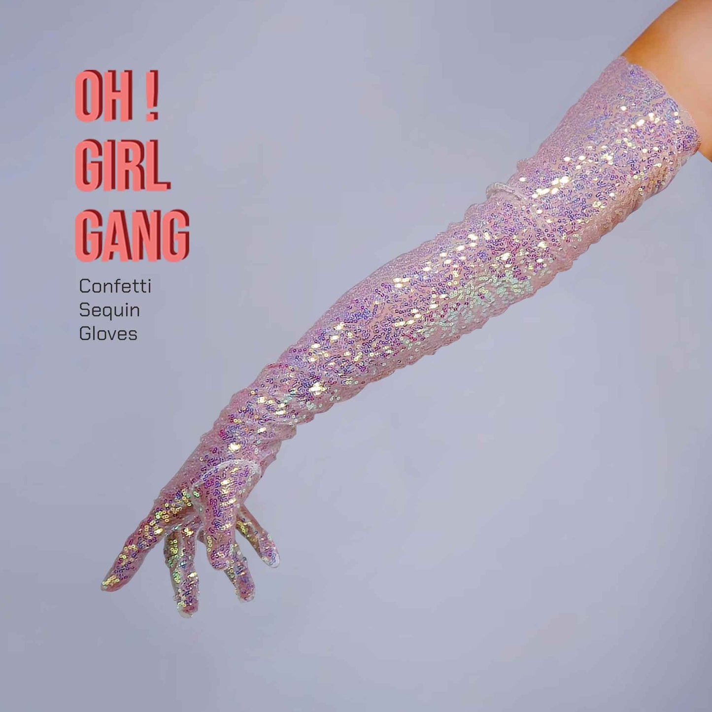Party Confetti Sequin Opera gloves (70cm), Pink Bling Bling Bridal, Stage Gloves, Drag Costume Party, Sparkly Evening, Stage Shiny gloves