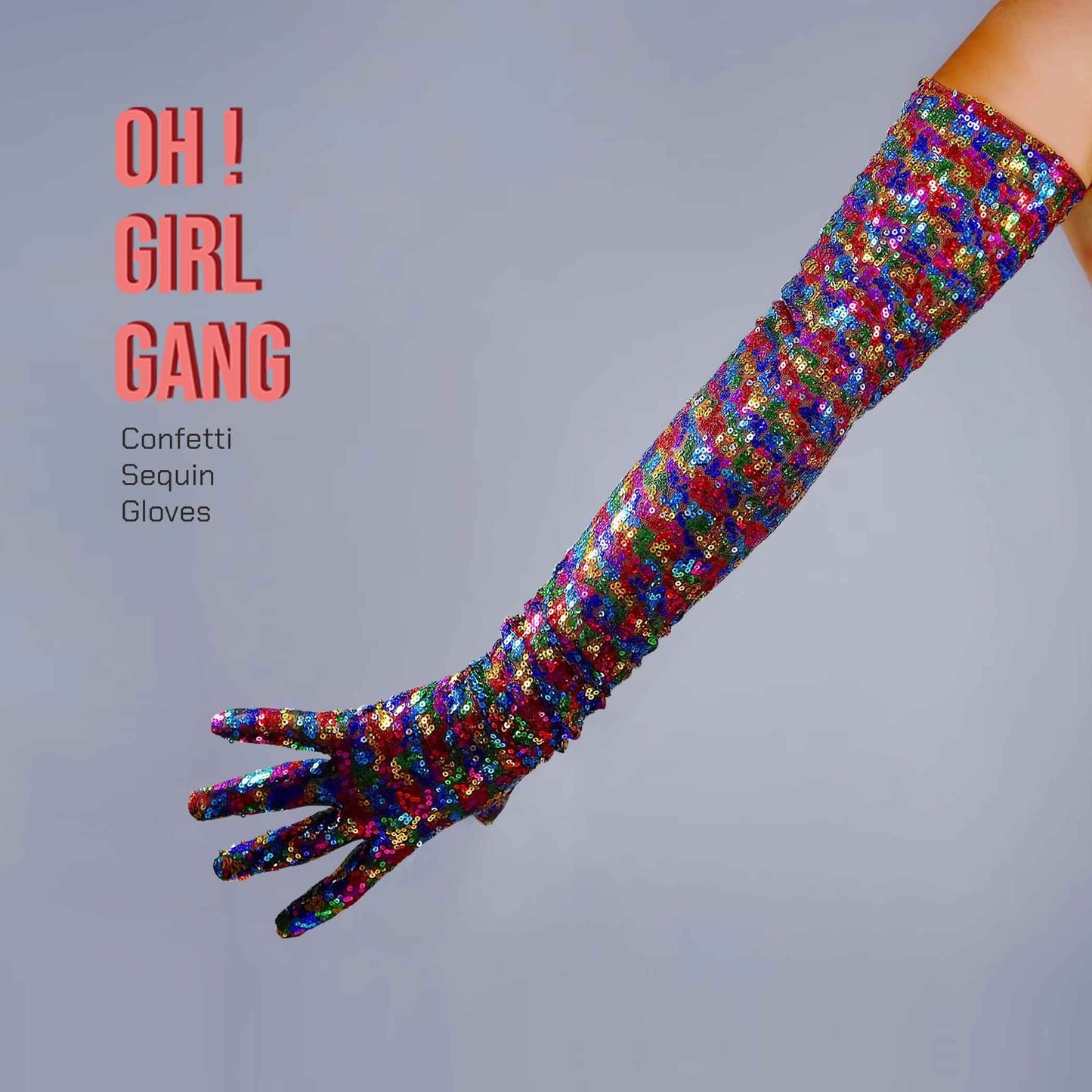 Party Confetti Sequin Opera gloves (70cm), Pink Bling Bling Bridal, Stage Gloves, Drag Costume Party, Sparkly Evening, Stage Shiny gloves