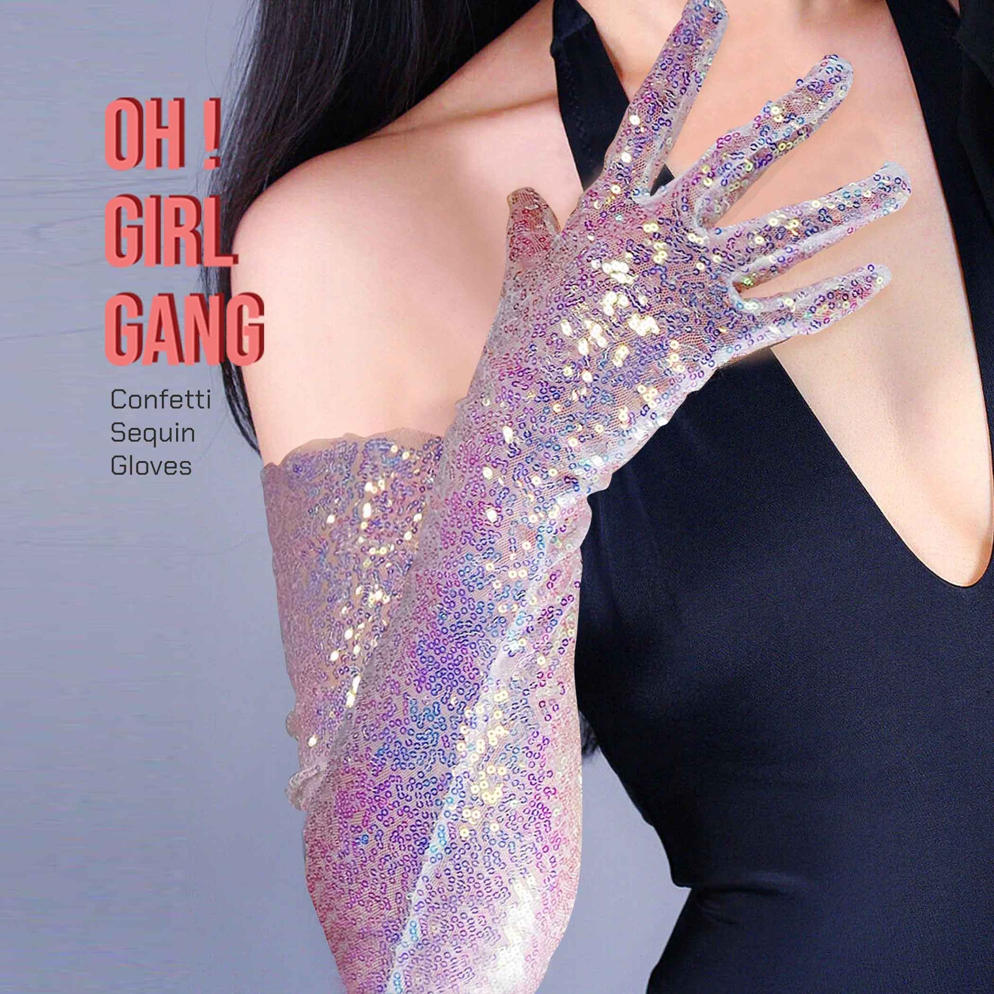 Party Confetti Sequin Opera gloves (70cm), Pink Bling Bling Bridal, Stage Gloves, Drag Costume Party, Sparkly Evening, Stage Shiny gloves