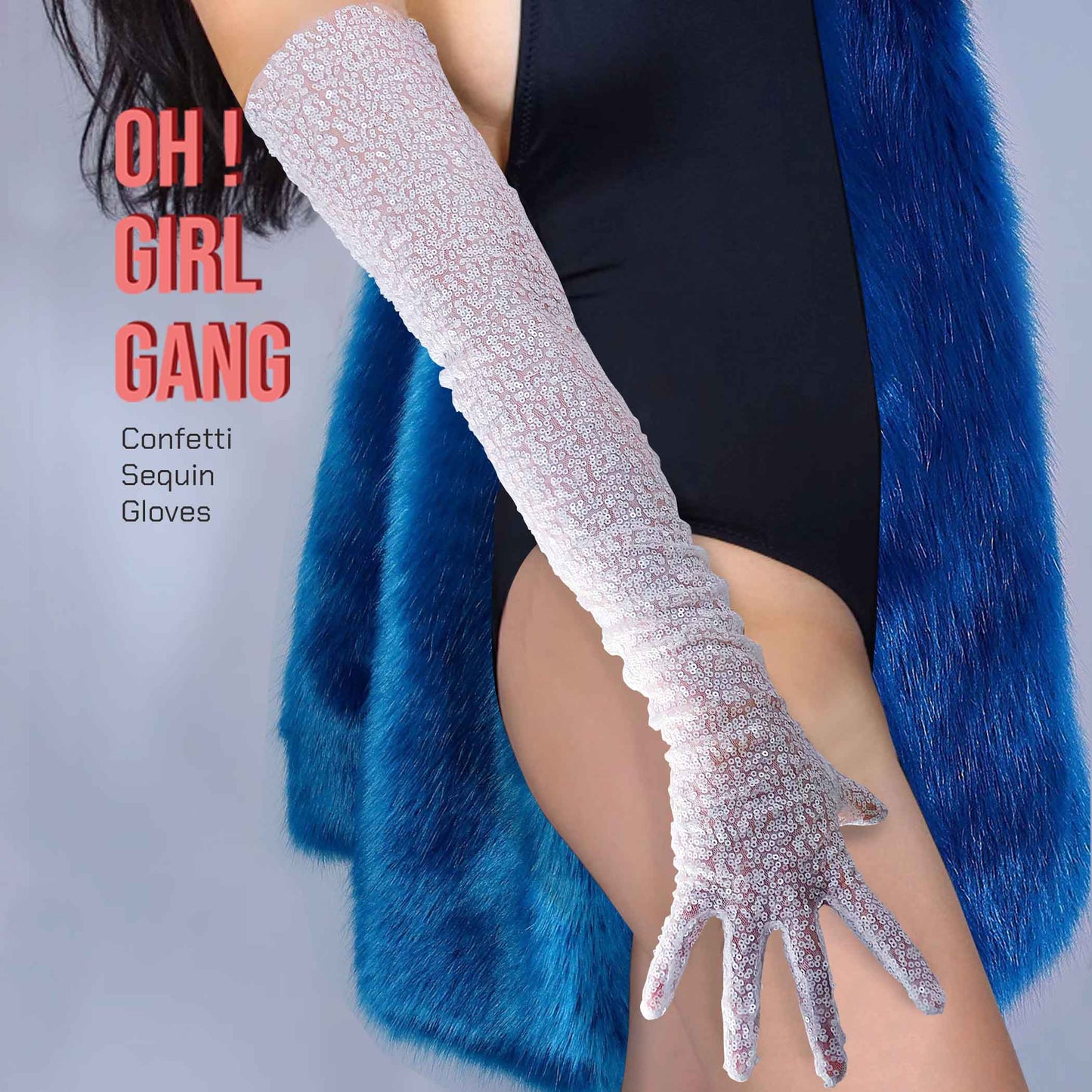 Party Confetti Sequin Opera gloves (70cm), Pink Bling Bling Bridal, Stage Gloves, Drag Costume Party, Sparkly Evening, Stage Shiny gloves