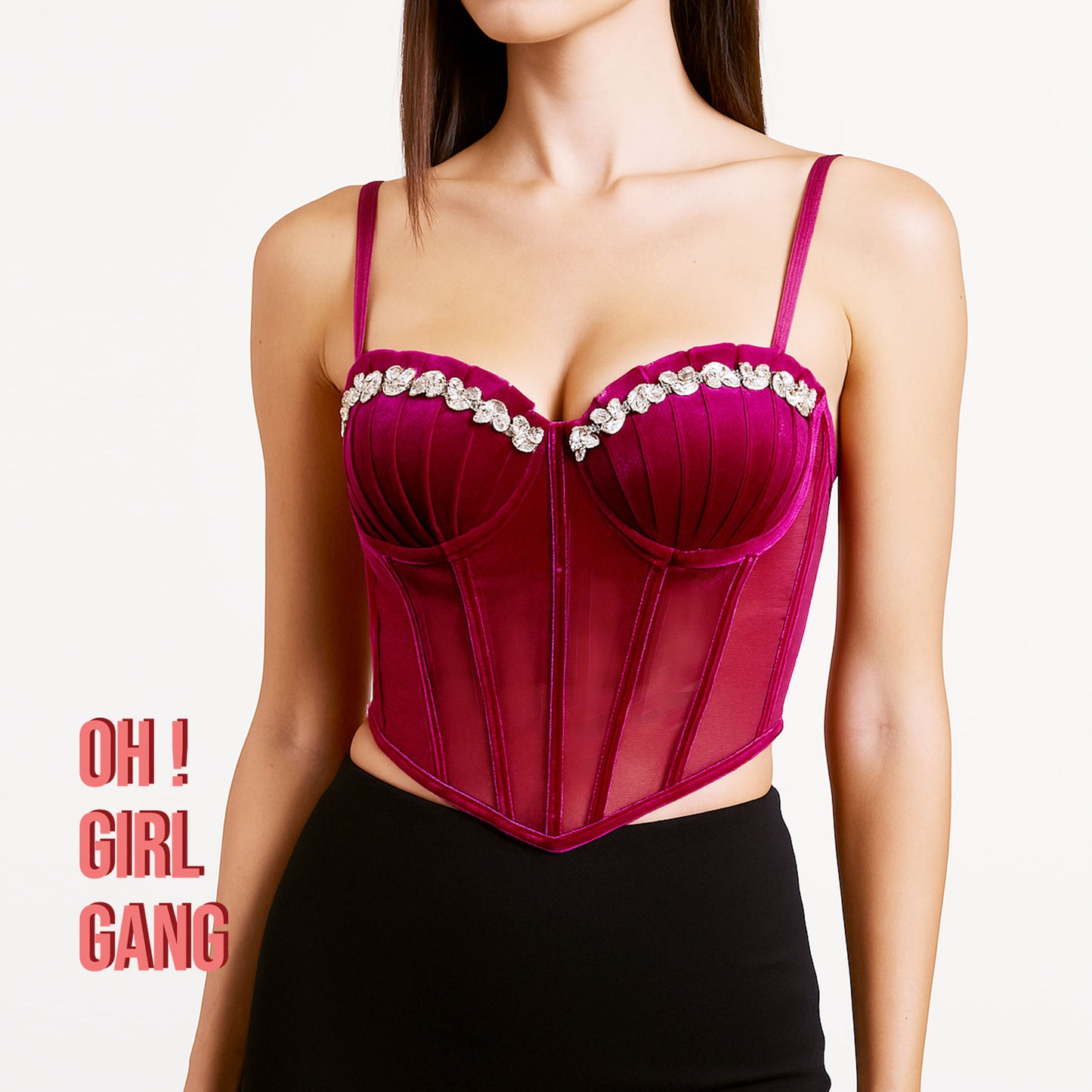 lace rhinestone camisole, padded bustier top, sexy backless top, pure desire aesthetic, soft girl style, clubbing outfit, lace crop top, bridal top, statement camisole, y2k fashion, elegant corset top, Oh Girl Gang, festival outfit, lingerie as outerwear, date night look

Let me know if you want visuals (model mockup), Pinterest alt text, or social media