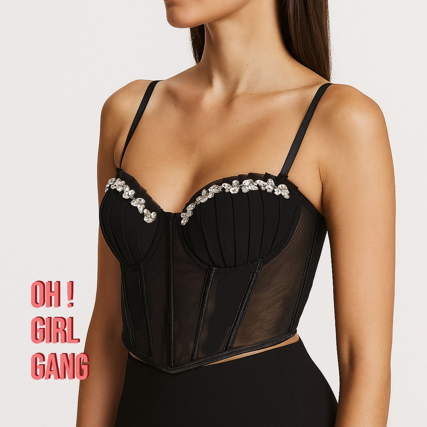 lace rhinestone camisole, padded bustier top, sexy backless top, pure desire aesthetic, soft girl style, clubbing outfit, lace crop top, bridal top, statement camisole, y2k fashion, elegant corset top, Oh Girl Gang, festival outfit, lingerie as outerwear, date night look

Let me know if you want visuals (model mockup), Pinterest alt text, or social media