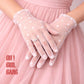 Crocheted white Gloves with white Polka Dot Gloves