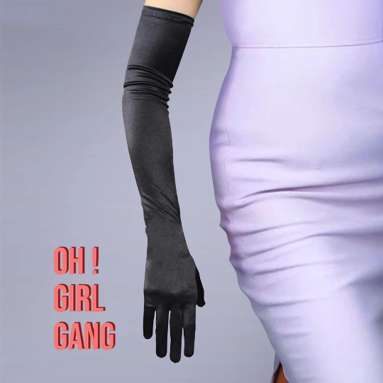 Black Classic Opera Gloves, Silk Satin Bridal gloves (58cm,38cm)