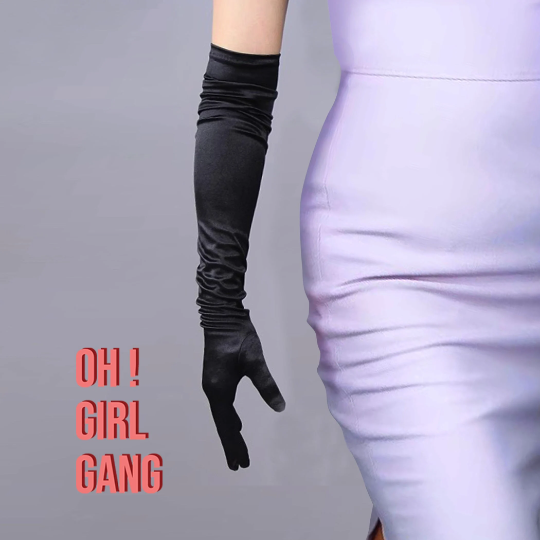 Black Classic Opera Gloves, Silk Satin Bridal gloves (58cm,38cm)