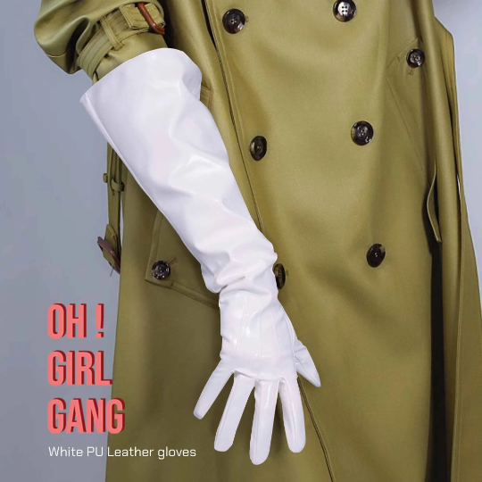 white leather dress gloves Women's Three-Point Long Opera Leather Gloves with Buttons, White / 8