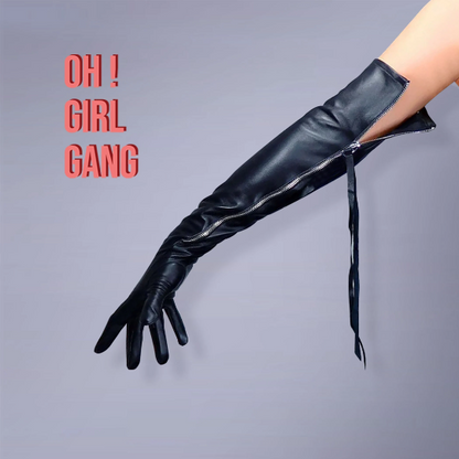 Genuine Leather Opera Gloves with Zipper
