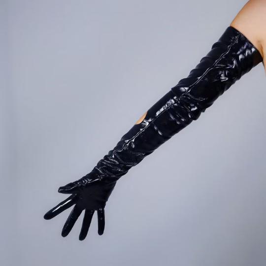 Black Opera leather Gloves, White, Red Shiny Matt Black leather Gloves, Party costume,Raves Party,Stage performer, Futuristic fashion gloves