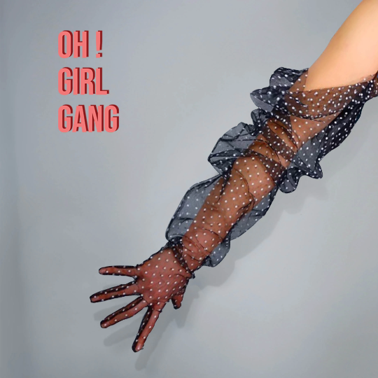 Polka dot Over Coat Long Gloves (70cm)
