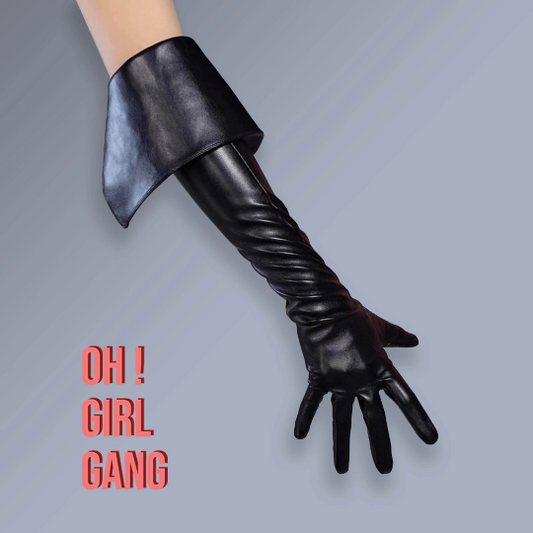 Black Leather gloves, Party costume leather gloves, Gothic, Drag Gloves, Festival, Raves, Prom, Party Statement gloves, Evening gloves