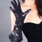 Shiny Metallic Genuine Leather Gloves, Dark Silver Party Costume Gloves, Cyber futuristic fashion, Cyberpunk Music festival outfits.
