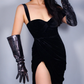 Shiny Metallic Genuine Leather Gloves, Dark Silver Party Costume Gloves, Cyber futuristic fashion, Cyberpunk Music festival outfits.