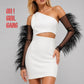 Personalised Tulle Ostrich Feather Gloves (Black / White) half finger gloves 