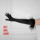Black Satin Opera Gloves with Ostrich Feather (58cm) white, Pink, Lilac Opera gloves 1920s Style Gatsby Gloves, Flapper Evening Prom Dancer