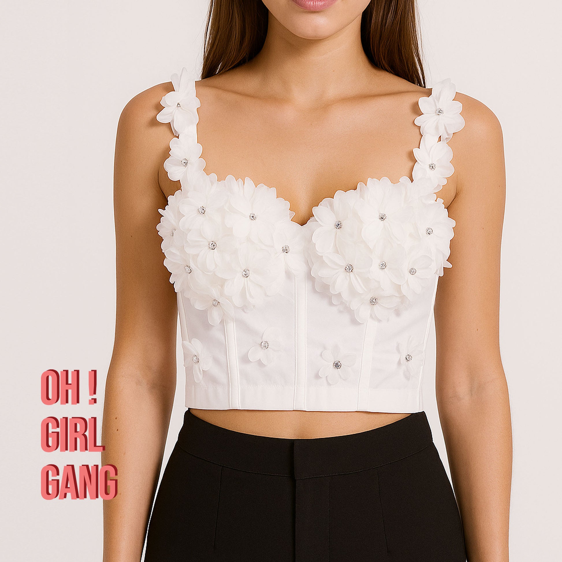 Tulle Flower Bustier Crop Top | Romantic Sheer Corset Top | Sexy Camisole | Party, Festival, Clubwear