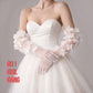 Handmade Ivory Tulle Bridal Gloves: 3D Flower Pearl Wedding Gloves, Touchscreen
