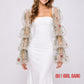 Detachable sheer bridal sleeves with delicate floral details, available in white and black, suitable for boho wedding and bridal styling.