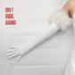 White Feather Suede Opera Gloves (65cm)