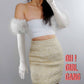 White Flurry Satin Opera Gloves (58cm)