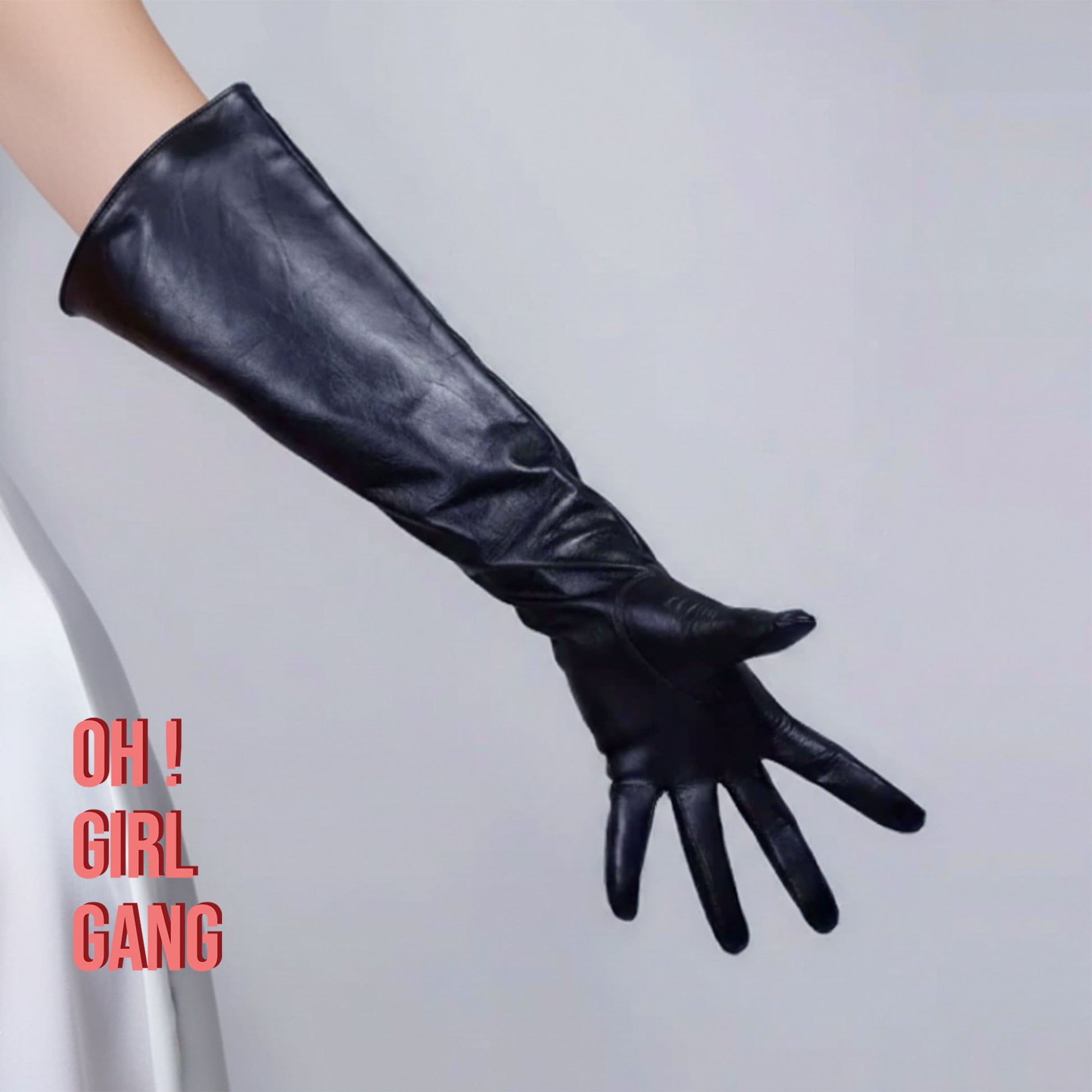 GENUINE LEATHER Black Touch-Screen Gloves (50cm)