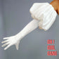 Iconic satin long bridal gloves with puff, these are 58cm long gloves plus the puff.<br data-mce-fragment="1">