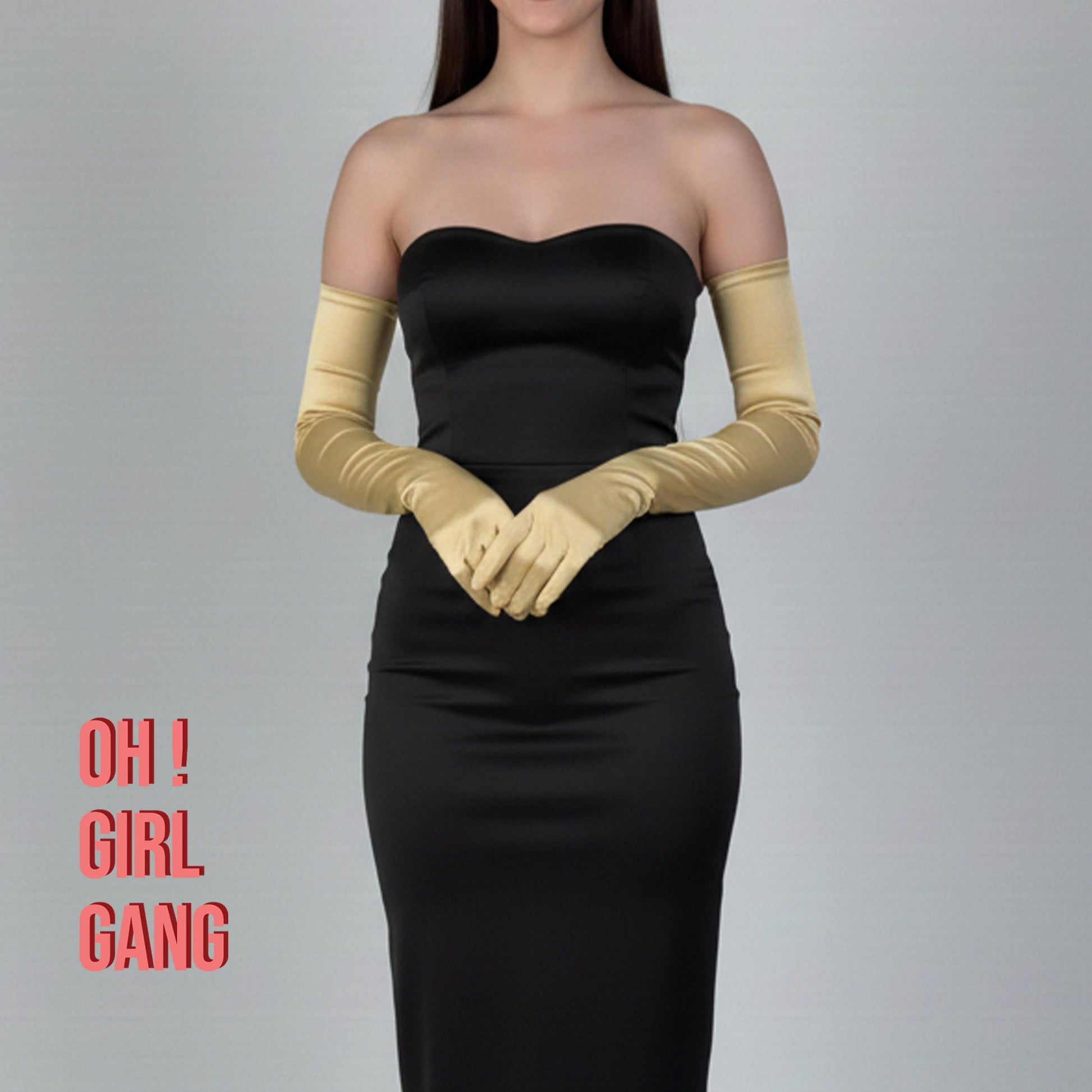 Gold Satin 1920s Opera Gloves 70cm Long