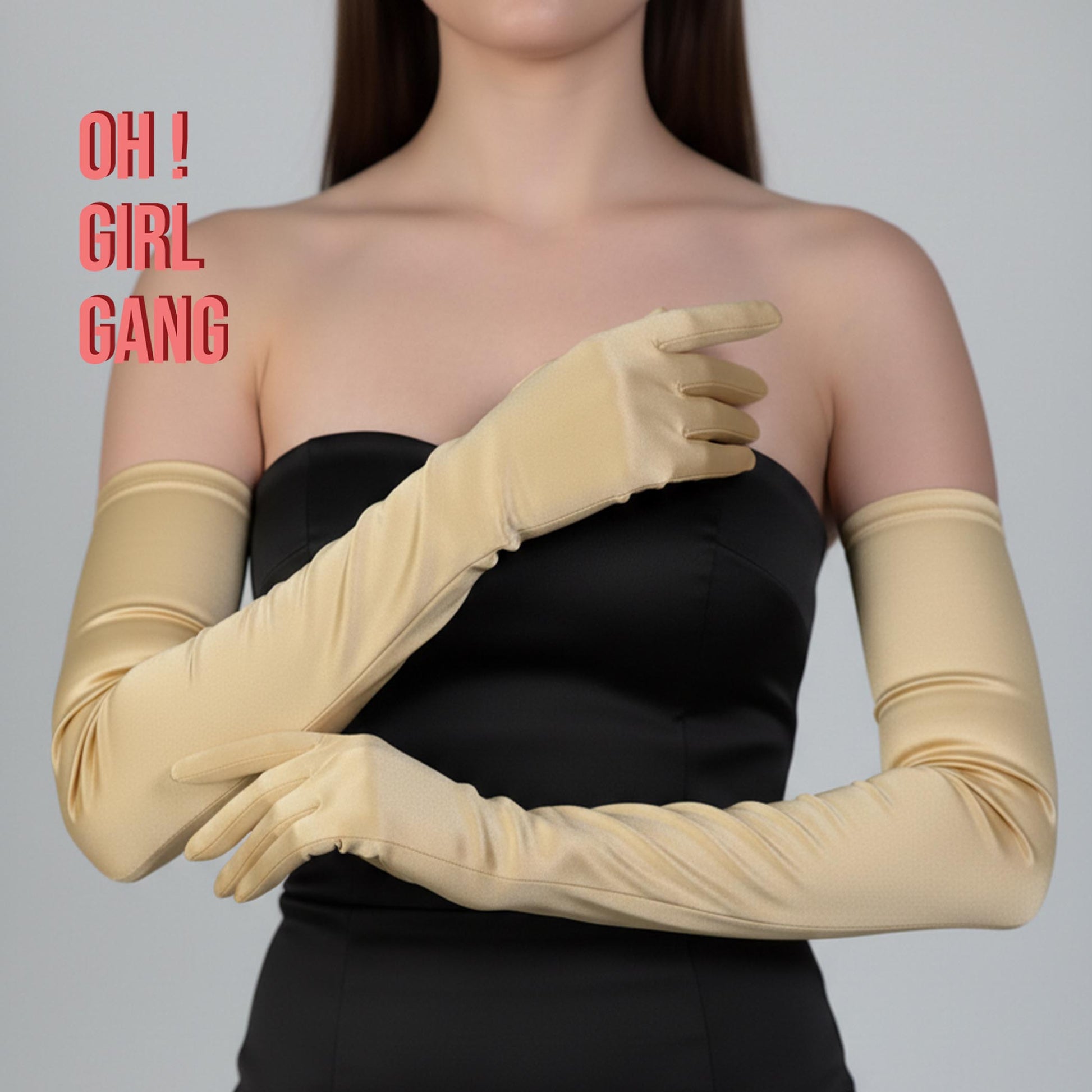 Gold Satin 1920s Opera Gloves 70cm Long