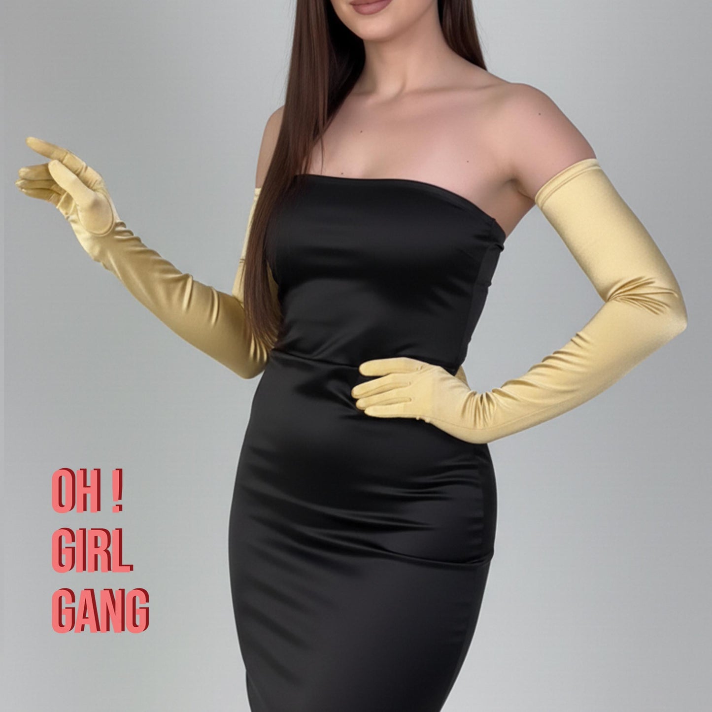 Gold Satin 1920s Opera Gloves 70cm Long