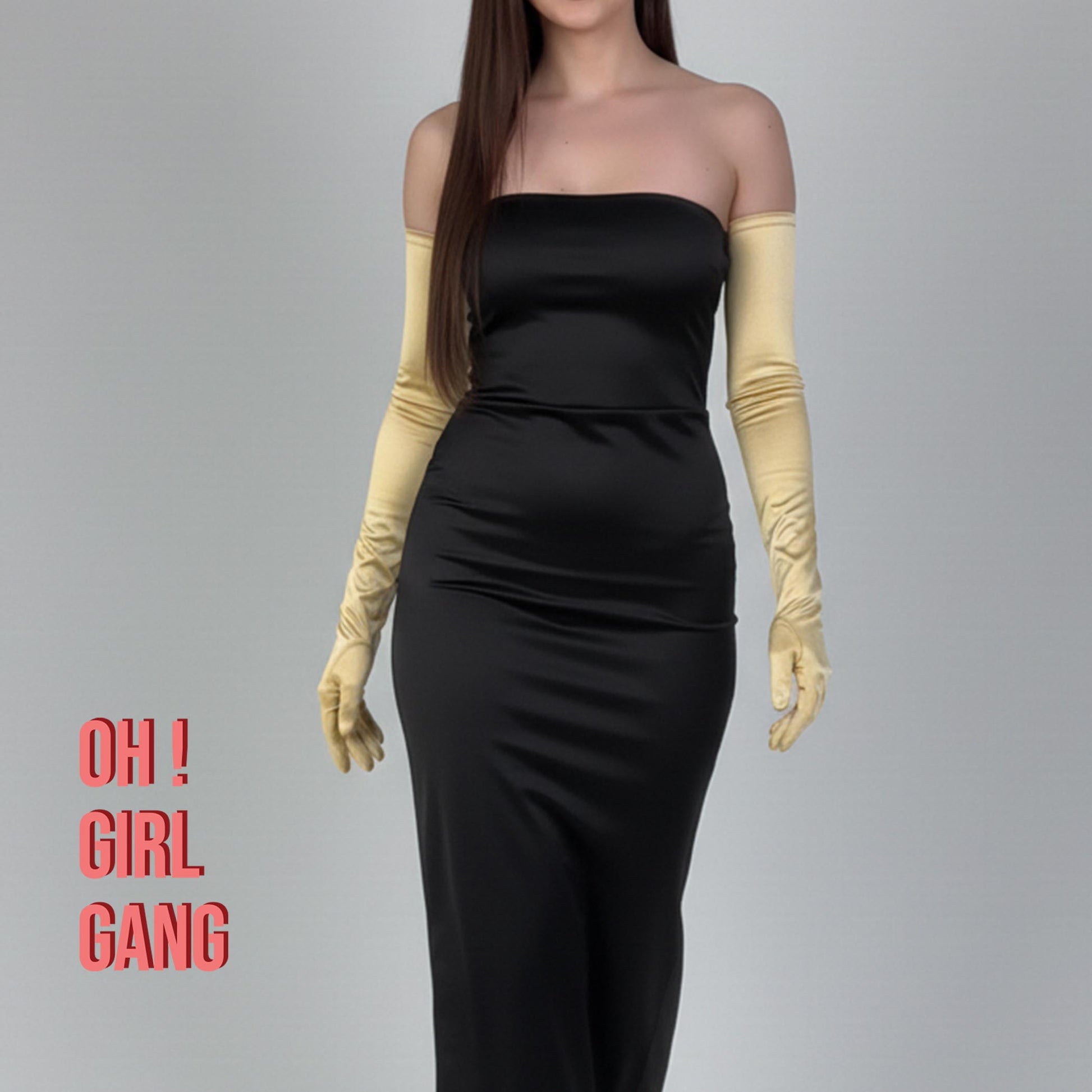Gold Satin 1920s Opera Gloves 70cm Long