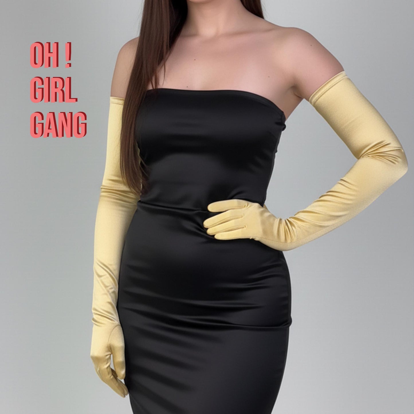 Gold Satin 1920s Opera Gloves 70cm Long