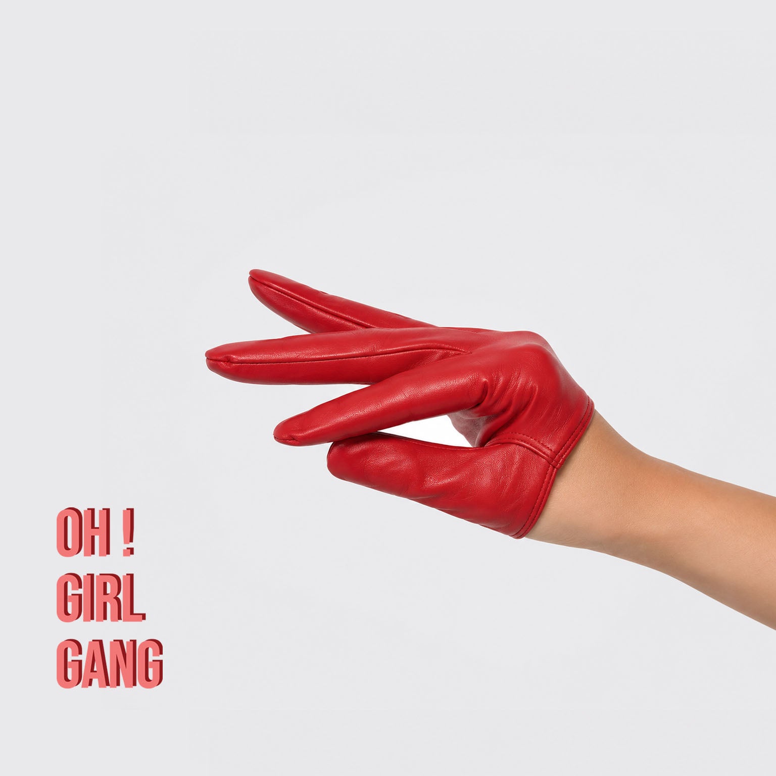 Red Half Palm Genuine Leather Black Short Gloves