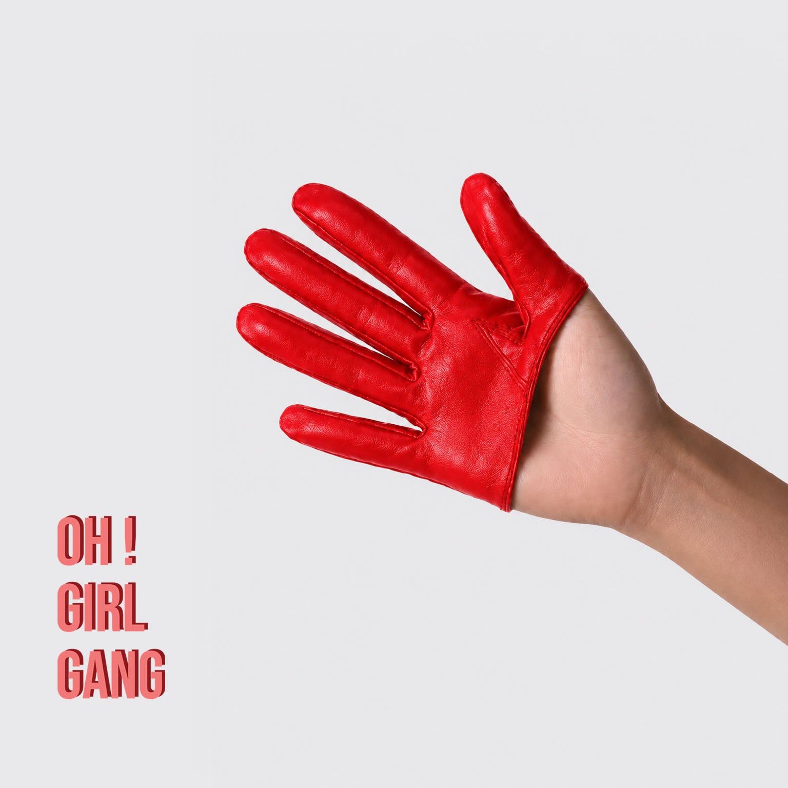 Red Half Palm Genuine Leather Black Short Gloves