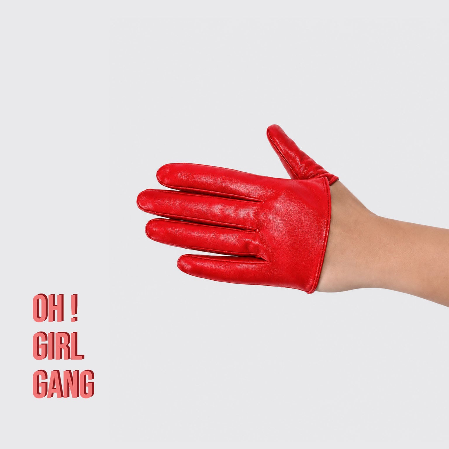 Red Half Palm Genuine Leather Black Short Gloves