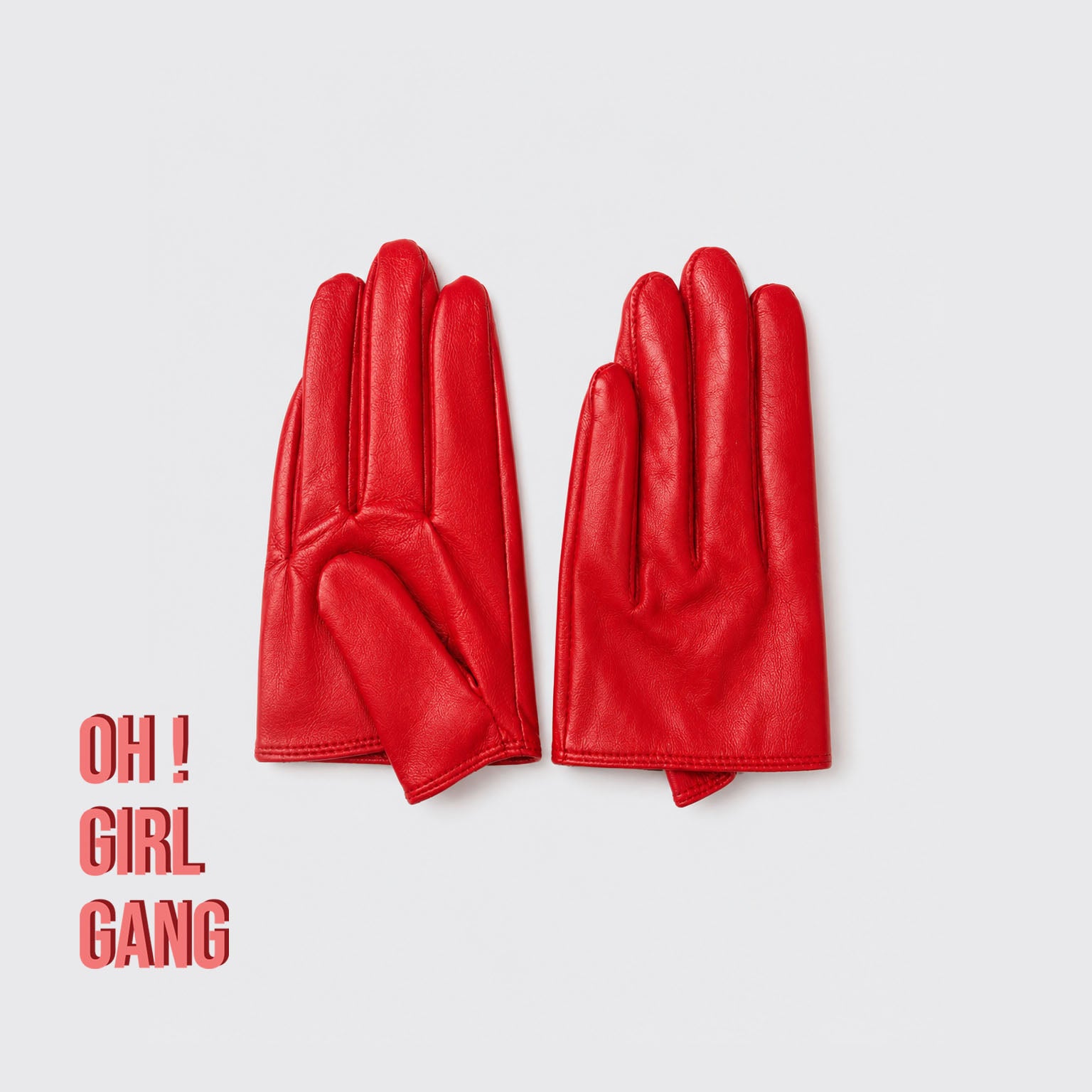 Red Half Palm Genuine Leather Black Short Gloves