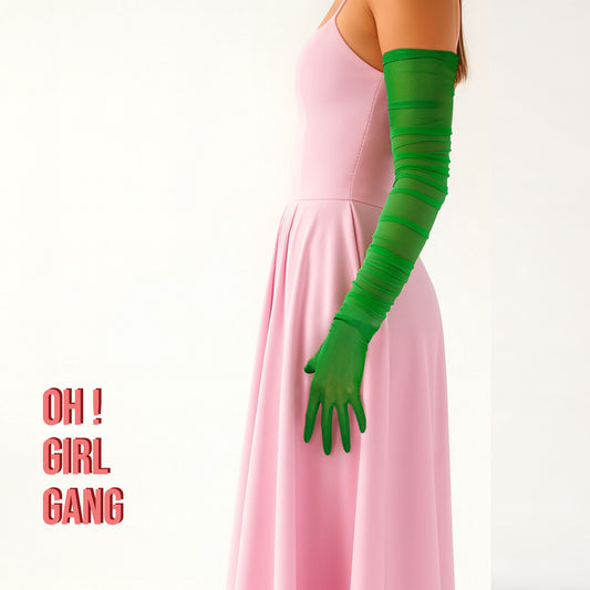 Green Opera gloves in 7 colors: Touch-Screen Bridal Gloves (70 cm)