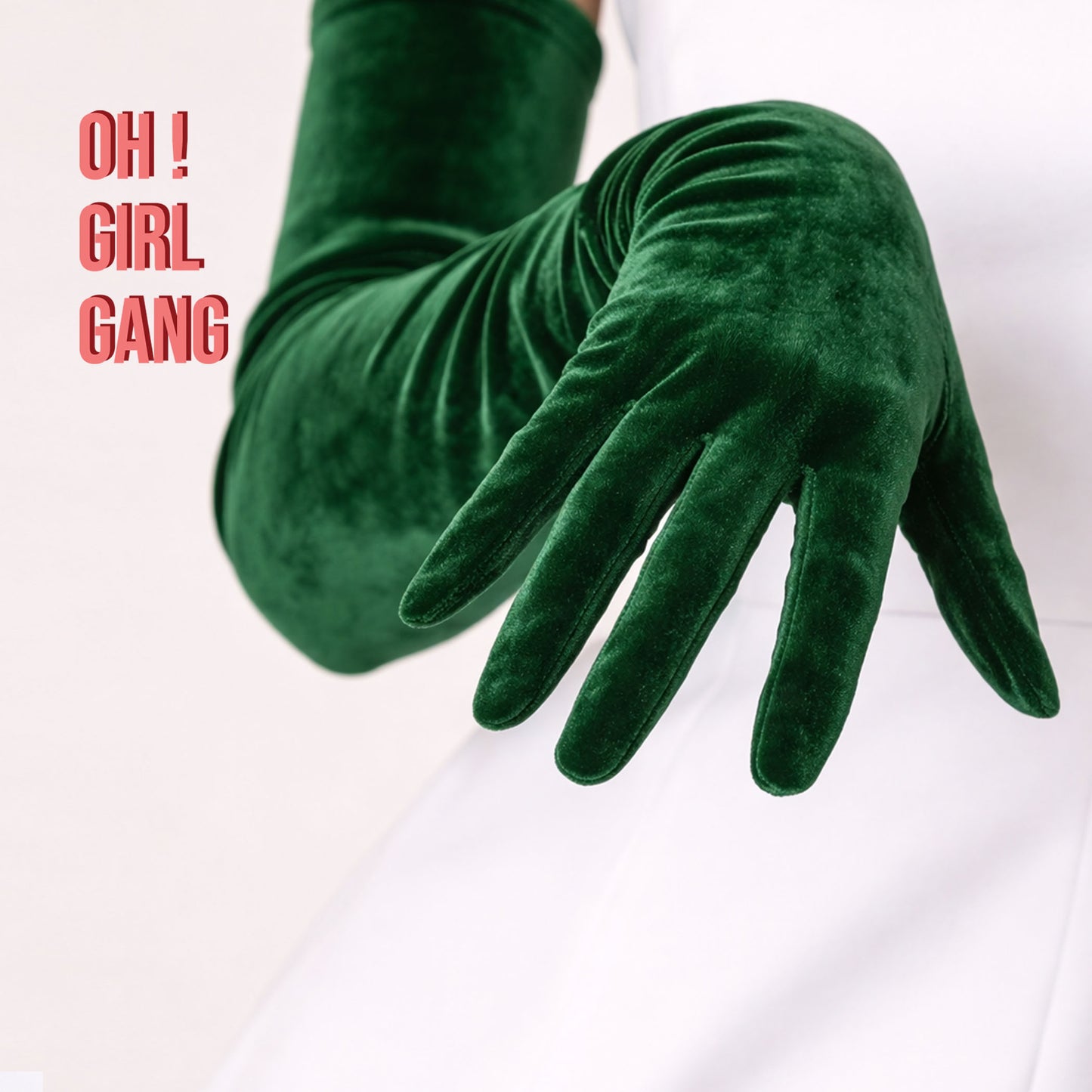Dark Green Opera Velvet Gloves (60cm)