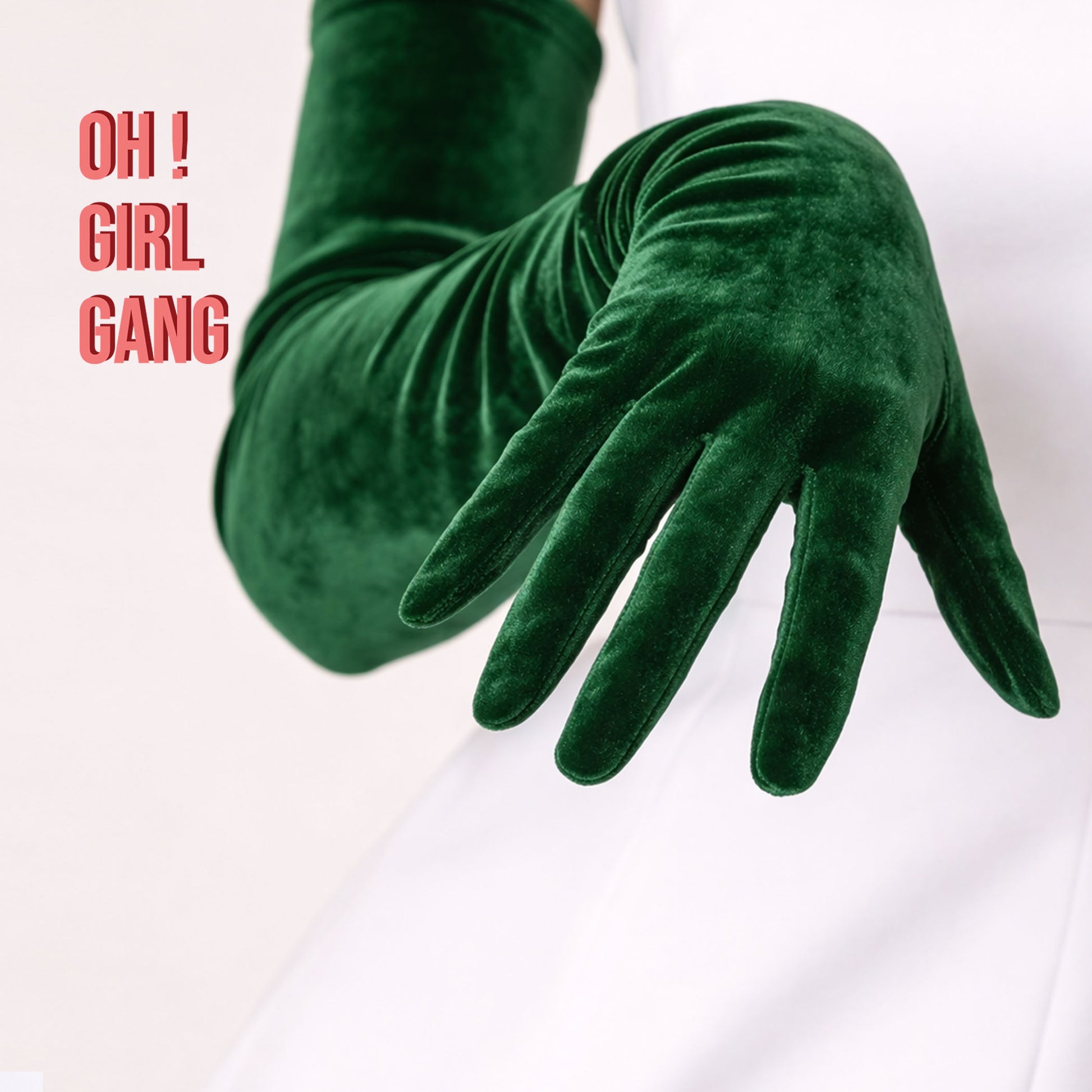 Dark Green Opera Velvet Gloves (60cm)