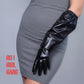 Unisex Fashionable Gloves. White / Black Leather (50cm)